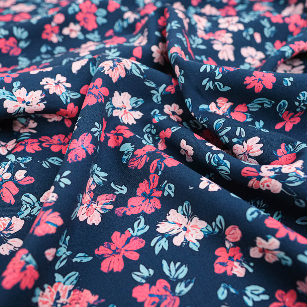 Ecovero Viscose with Fuchsia Floral Print - Maison Klem